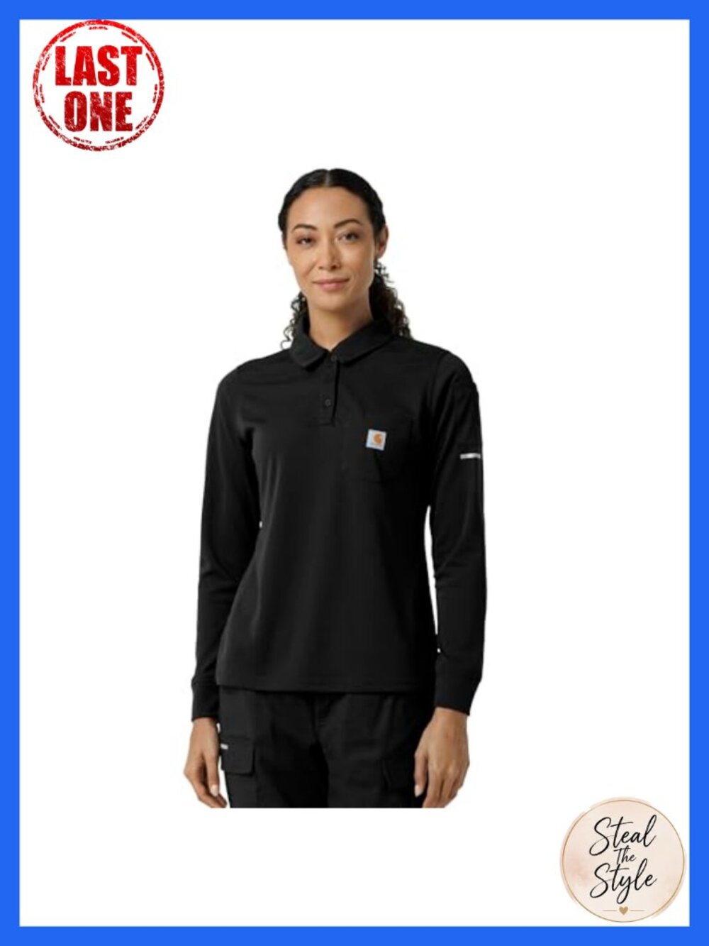 Women's Heavyweight Long Sleeve Polo Scrub Top Rugged Flex Modern Fit